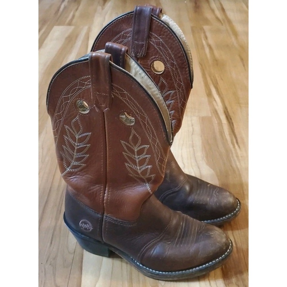 Double H 5154 Size 7M Leather Pull Holes Cowgirl Ride Work Farm Ladies Boots